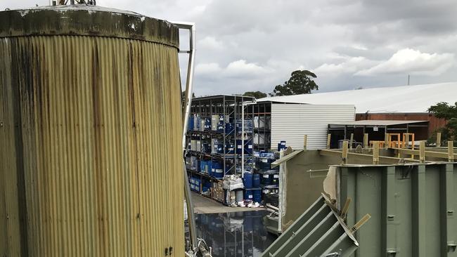 Smithfield manufacturer Jalco had been using a 180,000-litre tank on its site to store wastewater when a defect caused it to burst on March 18, 2019, causing contaminated water to spill into the nearby Prospect Creek. Picture: EPA NSW