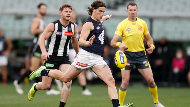 Carlton’s Liam Stocker has been solid in defence this season. Picture: Getty Images