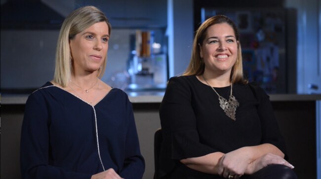 ‘If I’m going to work hard I’d rather do it for myself’: b.box business partners Dannielle Michaels, left and Monique Filer. Supplied by Channel 9