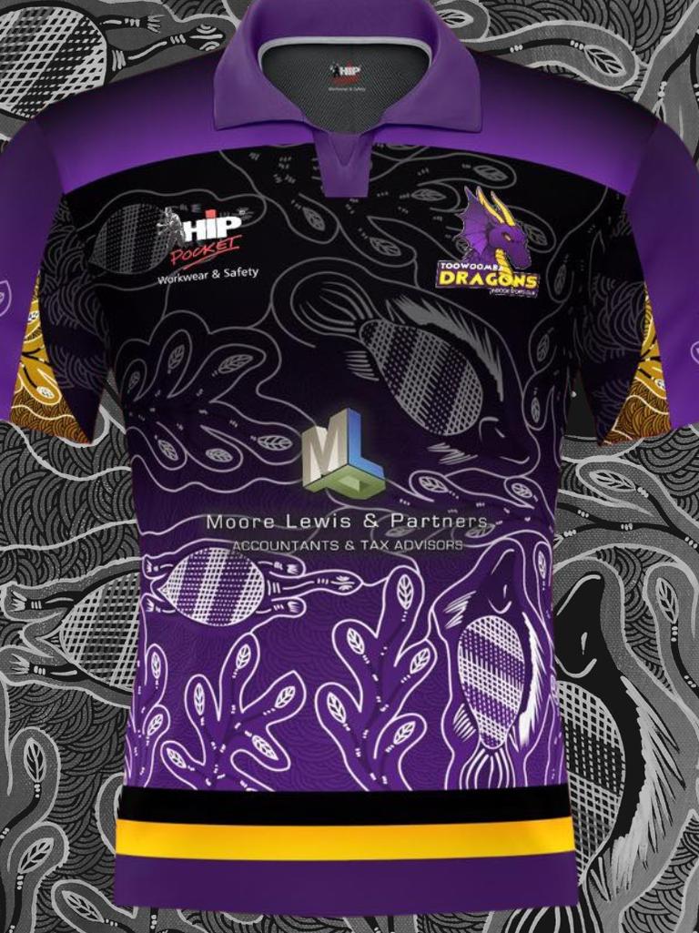 The Indigenous design of the Toowoomba Dragons shirt for this weekend's indoor cricket fixture. Picture: Contributed