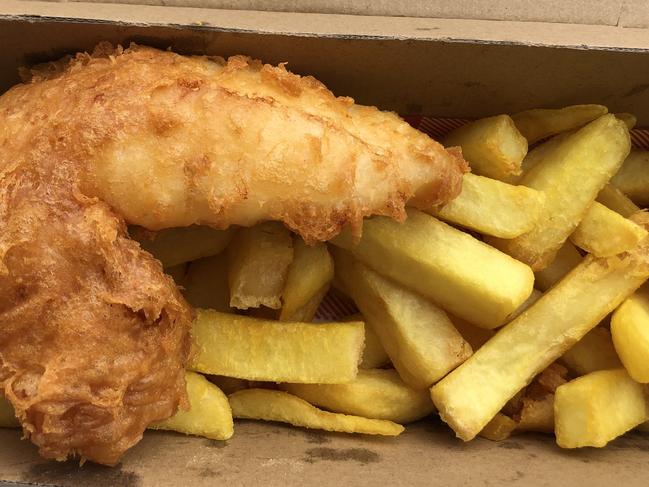 Stunned Mullet fish and chips. Picture: Anna Vlach