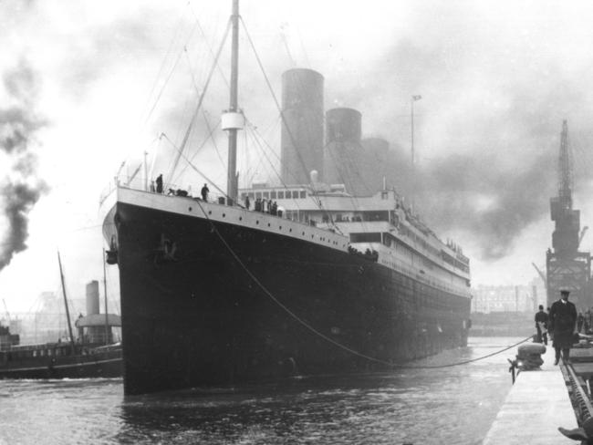 RMS Titanic leaving Southampton, England on 10/04/1912.  This image is featured in the exhibition 'Remembering Titanic - 100 Years' at the Australian National Maritime Museum, Darling Harbour in Sydney.