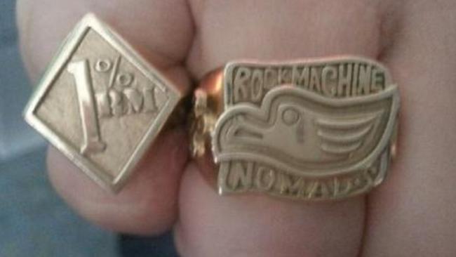 Rock Machine members originally wore rings bearing their eagle insignia rather than leather vests.