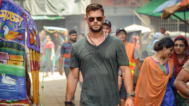 Chris Hemsworth in a scene from Extraction. Picture: Jasin Boland