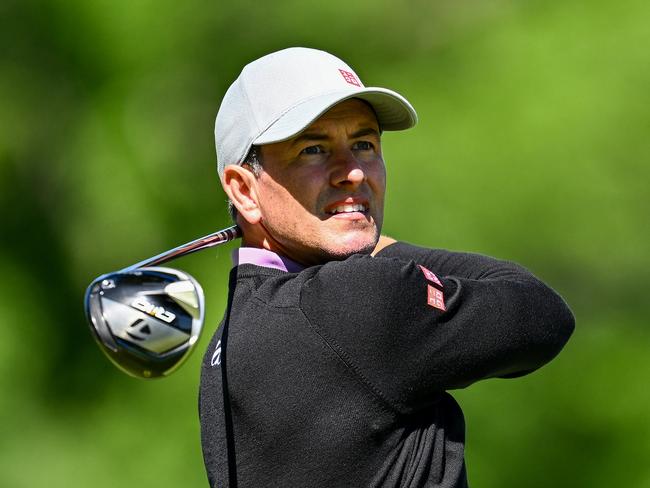 HAMILTON, ONTARIO - MAY 30: Adam Scott of Australia plays his shot from the fourth tee during the first round of the RBC Canadian Open at Hamilton Golf & Country Club on May 30, 2024 in Hamilton, Ontario. (Photo by Minas Panagiotakis/Getty Images)