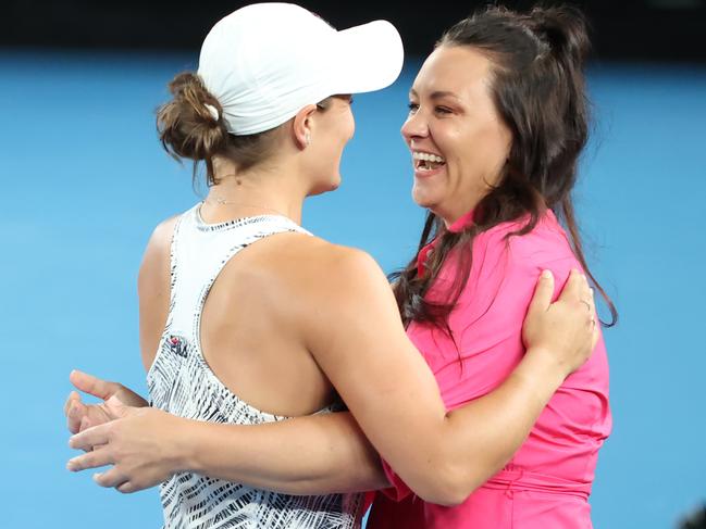 Ash Barty celebrates after her Australian Open win. Picture: David Caird