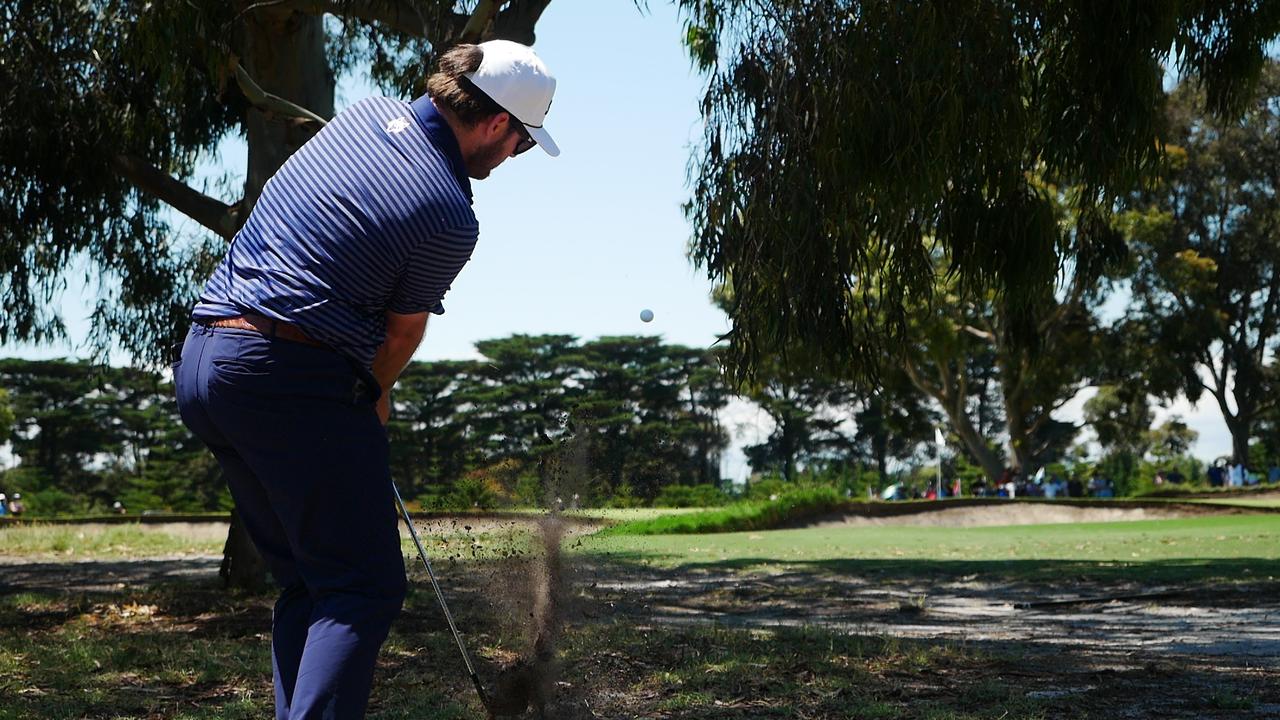 Harry Higgs plays out of the trees at Victoria Golf Club. Picture: NewsWire / Blair Jackson