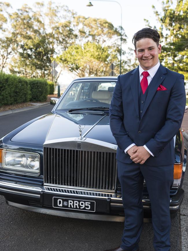Lachlan Sharpe at Centenary Heights State High School formal at Picnic Point, Friday, November 20, 2020. Picture: Kevin Farmer