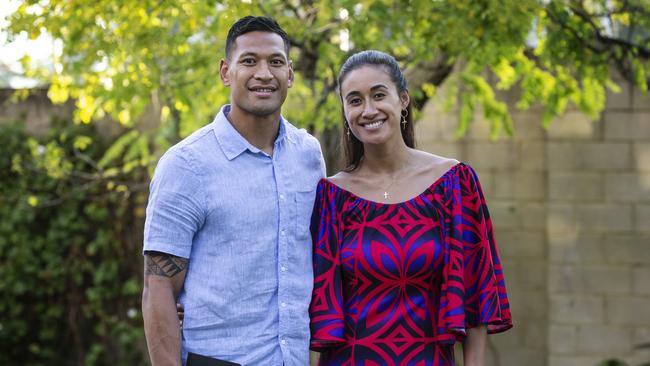 Israel Folau with his wife Maria Folau who is playing her first season of Super Netball. 