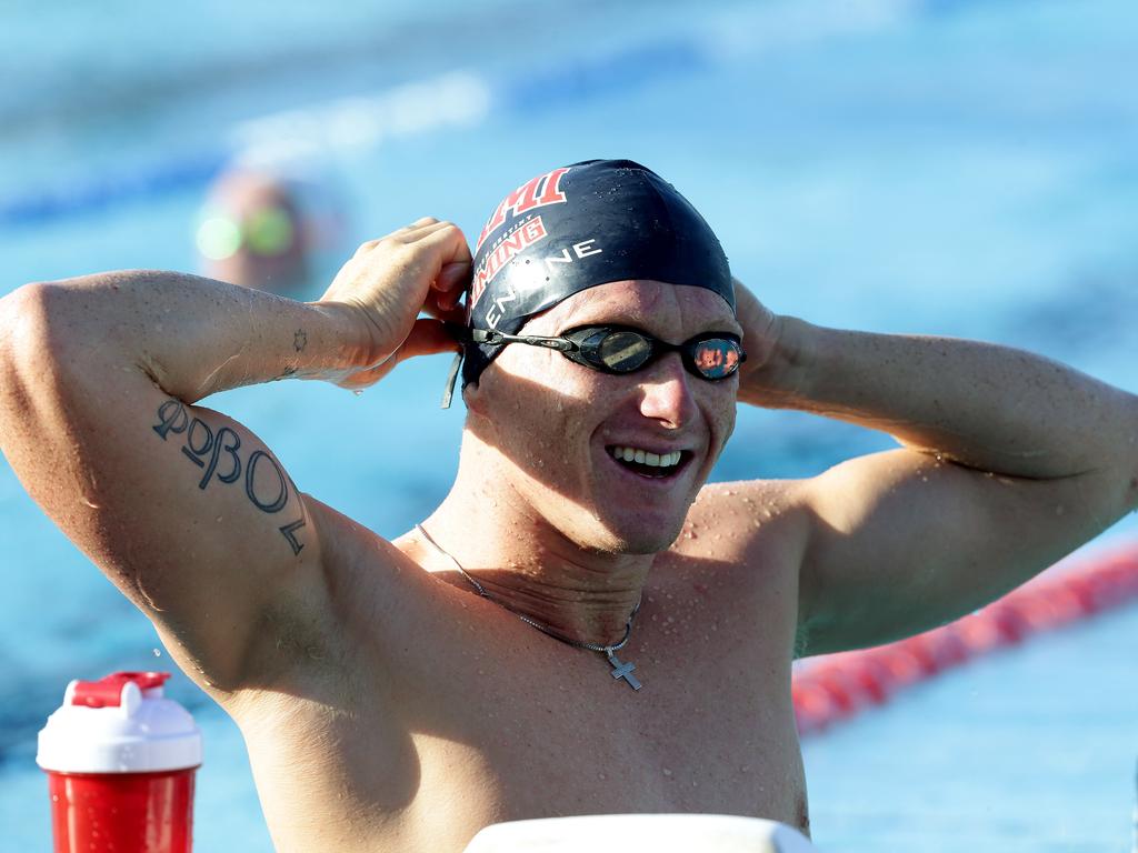 A smiling Daniel Smith after his return to the pool in 2014. Picture: Adam Head