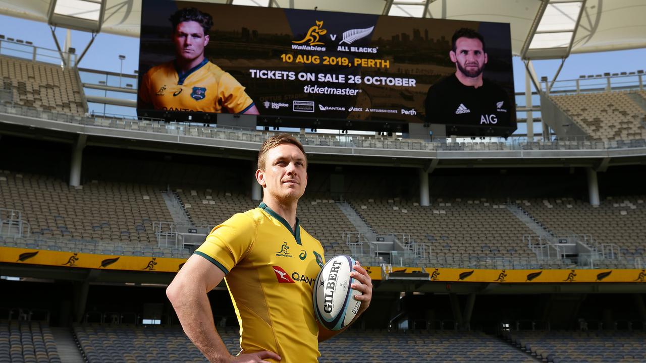 Dane Haylett-Petty at the 2019 Bledisloe Cup announcement at Optus Stadium.