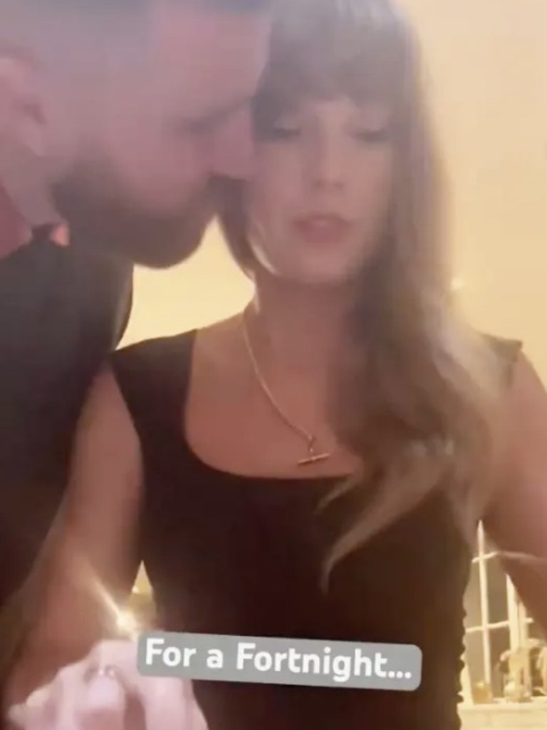 Travis Kelce kisses Taylor Swift in an intimate home video.