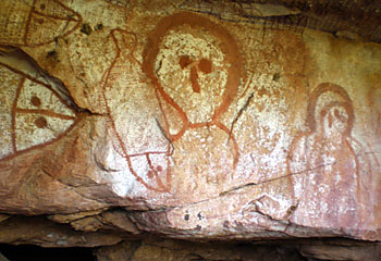 Wadjina ... rock art authority Darrin Bennett takes Orion passengers on a path less travelled. Picture: Des Partridge