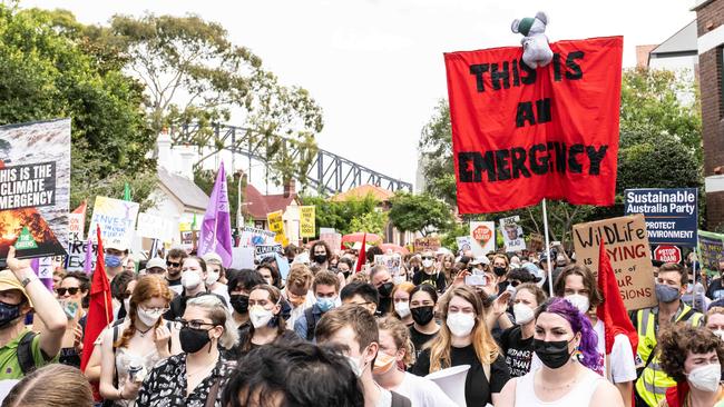 The protest marched through the streets of Kirribilli. Picture: NCA NewsWire James Gourley