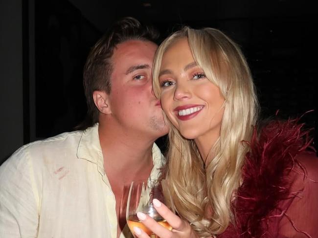 Annie Knight with Henry Brayshaw after their engagement at a Beverly Hills restaurant. Picture: Instagram