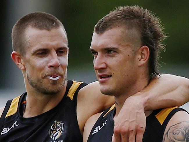 Tigers Training Brett Deledio & Dustin Martin after two bours of training Picture:Wayne Ludbey