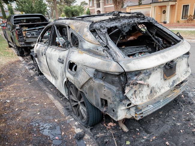 A vehicle has been torched on a residential street in Bundoora. Picture: NewsWire