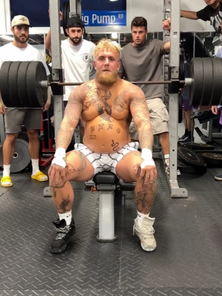 Jake Paul's belly looked massive ahead of the fight. Photo: Instagram.