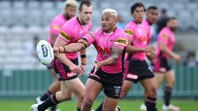 Meditation is now a crucial part of Api Koroisau’s match-day ritual. Picture: Jason McCawley/Getty Images