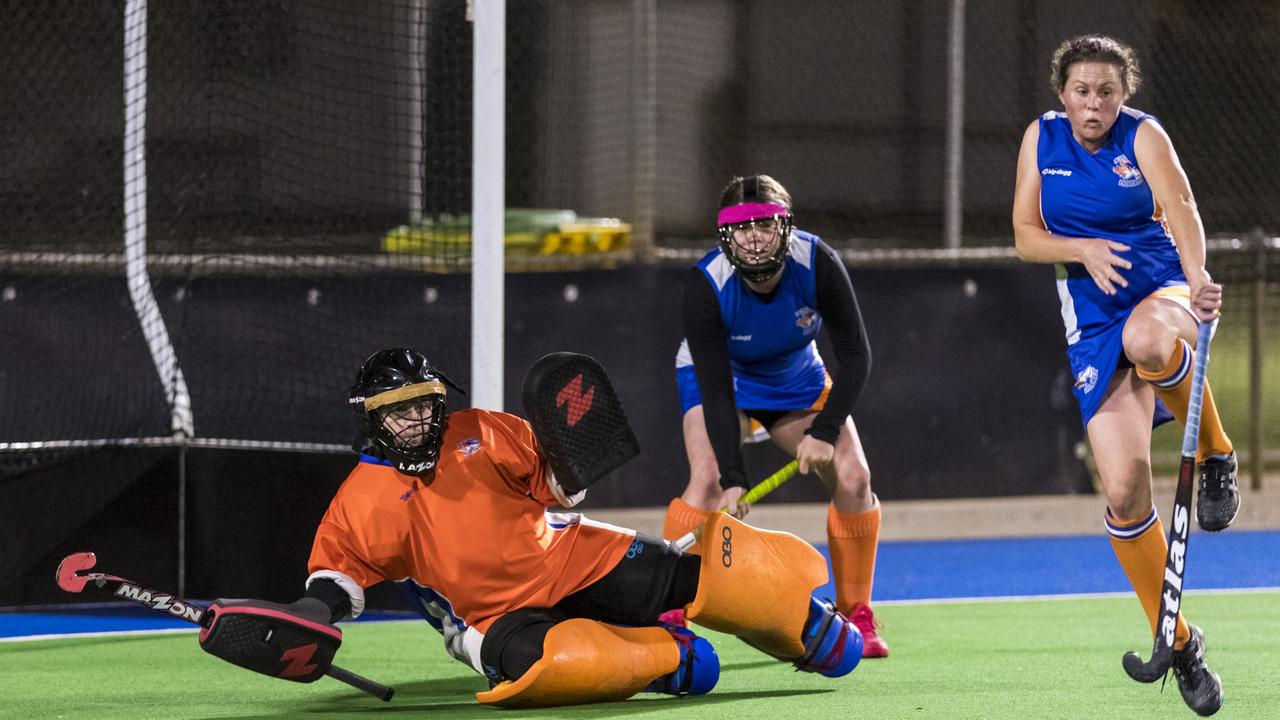 Newtown keeper Sarah Bradbury against Red Lion in A1 women's hockey round eight at Clyde Park, Friday, June 11, 2021. Picture: Kevin Farmer