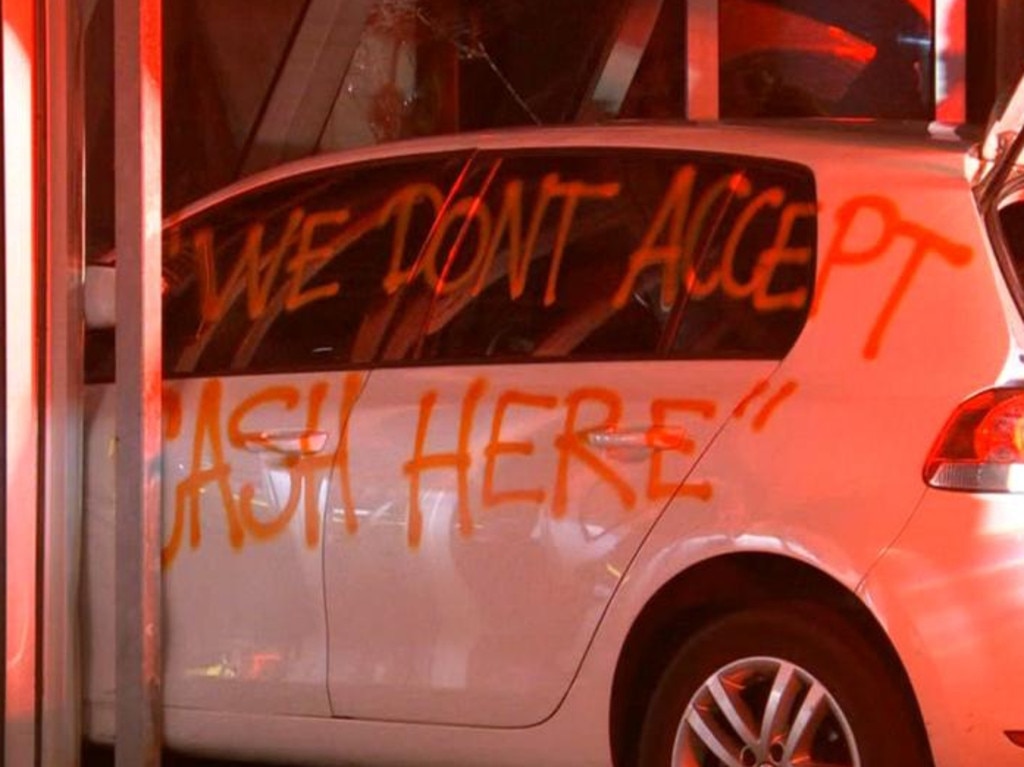 It appears the driver left a message for the restaurant. Picture: 7NEWS