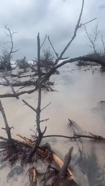 Water surging over a sandbar on Bribie Island