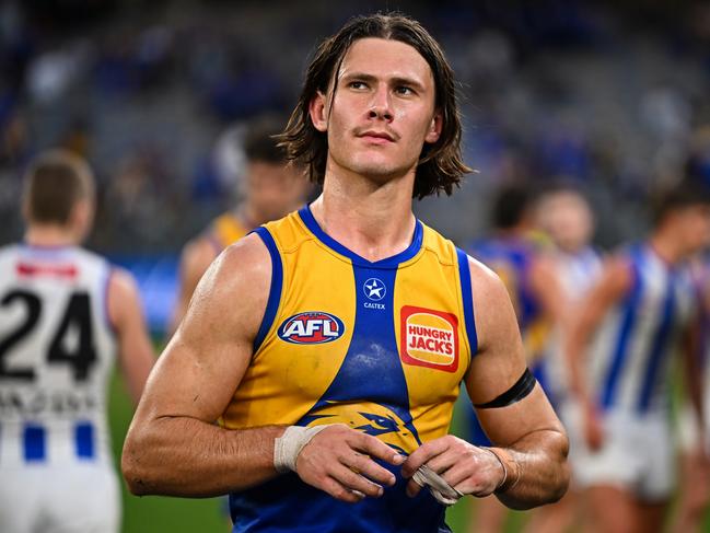 Jai Culley in West Coast colours. Photo: Daniel Carson/AFL Photos via Getty Images