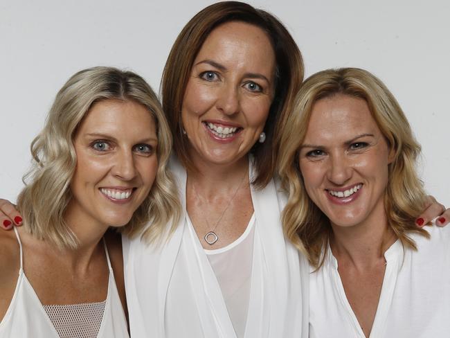 Netballers ... Catherine Cox, Liz Ellis and Sharelle McMahon appear in a new stage show called The Centurions. Picture: Supplied