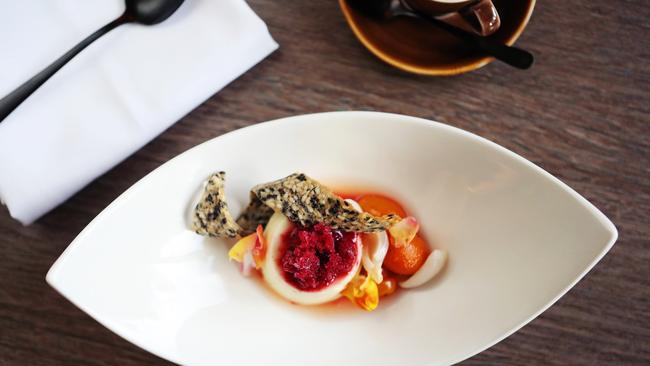 Too much of a good thing: the fig leaf pannacotta. Picture: Rebecca Michael