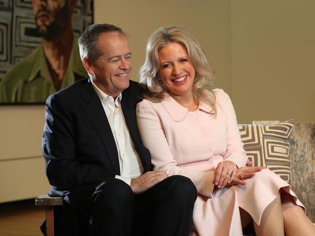 Former opposition leader Bill Shorten with his wife Chloe. Picture: Alex Coppel.