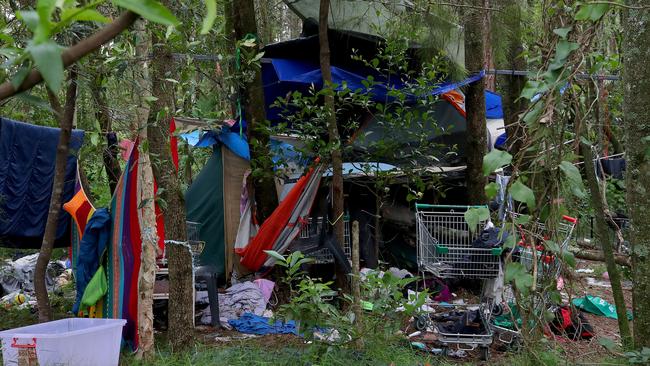 Inside tent city in Coffs Harbour. Picture: Toby Zerna