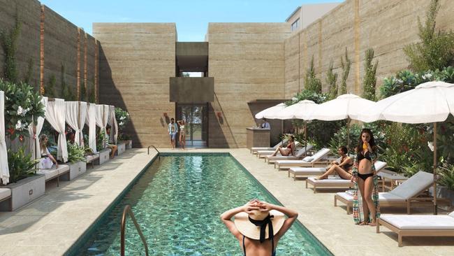 The pool area of the new luxury 5-star hotel for McLaren Vale.