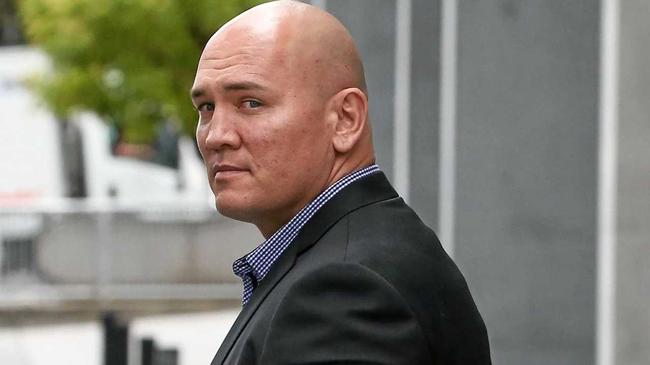 Christopher Barrett, the former Bandidos national sergeant-at-arms, outside Brisbane District Court. FILE PHOTO. Picture: Philip Norrish