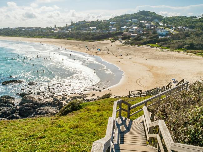 Lighthouse beach seen from the lighthouse in Port Macquarie in the summer