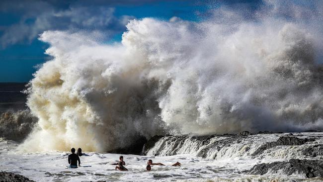 Huge swell at Snapper Rocks. Picture: NIGEL HALLETT