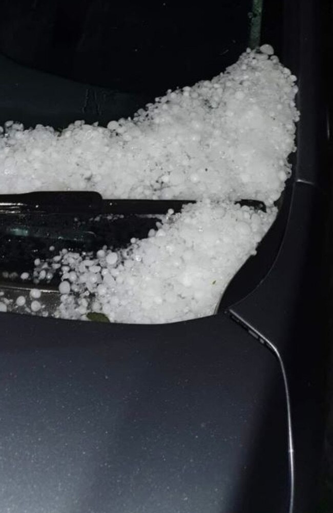 Car in Nanango struck by hailstones.