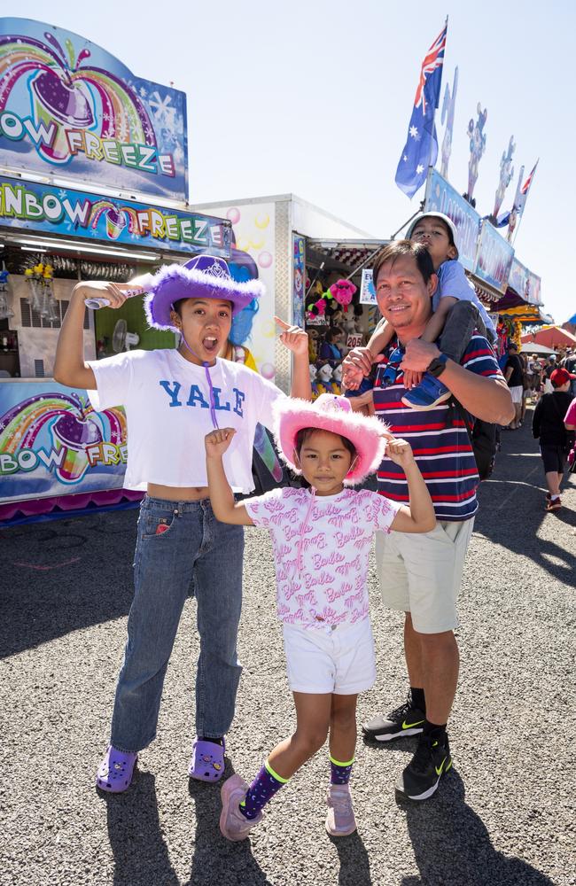 In sideshow alley are (from left) Duanne, Antoinette, Mark and Noah Alberca at the Toowoomba Royal Show, Friday, April 19, 2024. Picture: Kevin Farmer