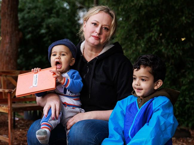 Nesha Hutchinson, with brothers Zaviyar Mudassar, 1, and Huzefa Mudassar, 3, at her Cressy Road Early Learning Centre in Ryde. Picture: Justin Lloyd