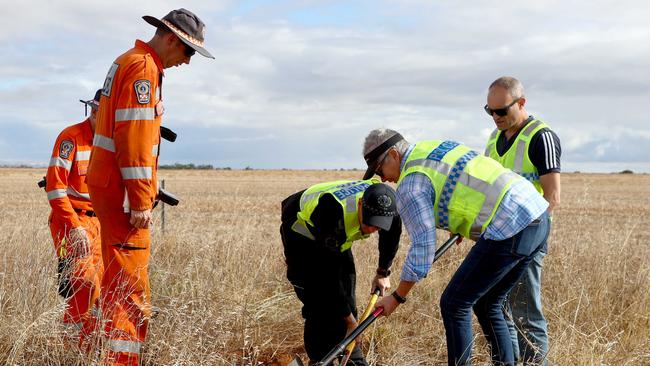 Police searching along Shepherds Corner Road in March for the remains of Michael Jeffrey Purse. Picture: NCA NewsWire/Kelly Barnes