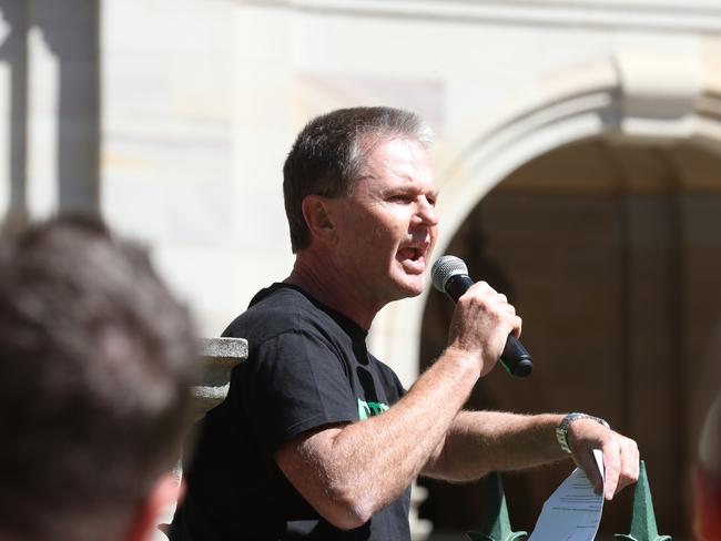 CFMEU protest at parliament. Michael Ravbar. Pic Annette Dew