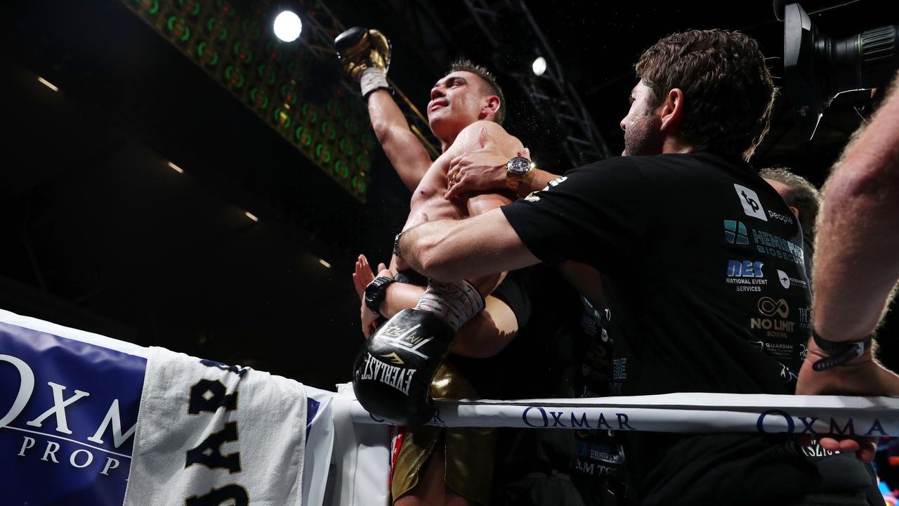 Jeff Horn vs. Tim Tszyu at Queensland Country Bank Stadium. Picture: Alix Sweeney