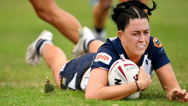 Romy Teitzel scores . QRL; BHP Premiership : Gold Stars Vs Brisbane Tigers at Jack Manski Oval, Townsville. Picture: Alix Sweeney