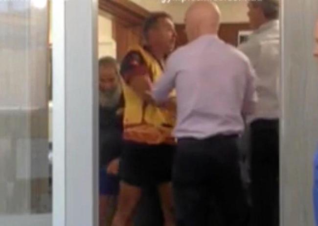 Scenes from video footage taken from the May 31, 2016 incident at Gym[pie Regional Council&#39;s Mary St office. Picture: Contributed