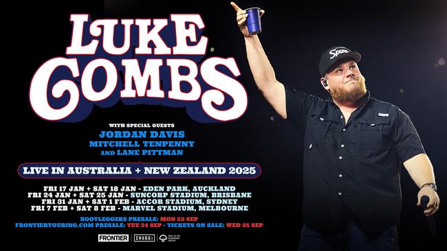 Luke Combs announces 2025 Australian tour. Photo: Frontier Touring.