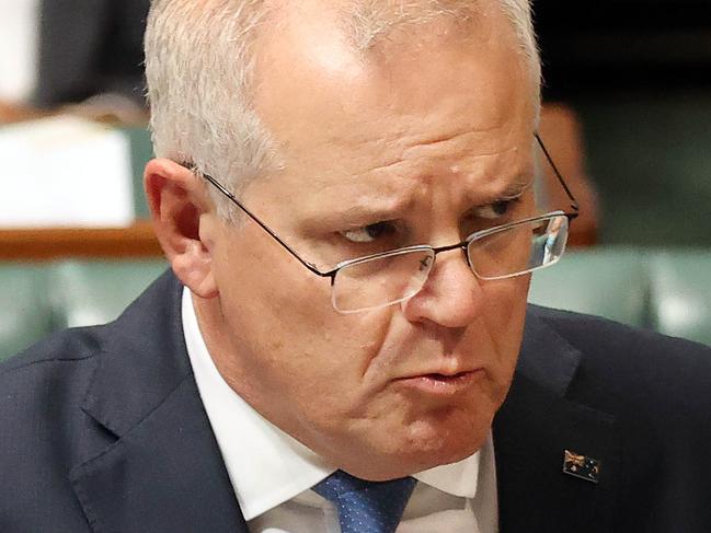 CANBERRA, AUSTRALIA NewsWire Photos FEBRUARY 14, 2022:Prime Minister Scott Morrison during Question Time in the House of Representatives in Parliament House Canberra.Picture: NCA NewsWire / Gary RamagePicture: NCA NewsWire / Gary Ramage