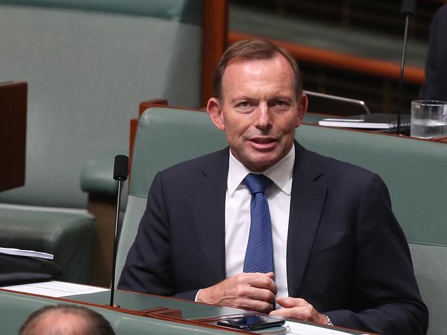 Tony Abbott in Question Time in the House of Representatives Chamber at Parliament House in Canberra. Picture Kym Smith