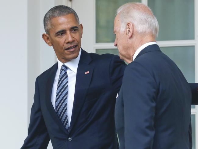 Barack Obama said Joe Biden had “all of the qualities” needed in the White House. Picture: AP