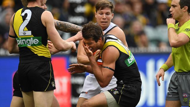 Toby Greene will be looked at by the MRP for this hit. Picture: AAP Images