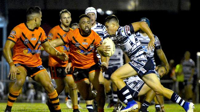 Townsville Brothers defeated Wests Tigers 24-22 in the Rugby League Mackay &amp; District A-Grade major semi-final. Townsville's Tom Chester runs the ball. Photo: Callum Dick