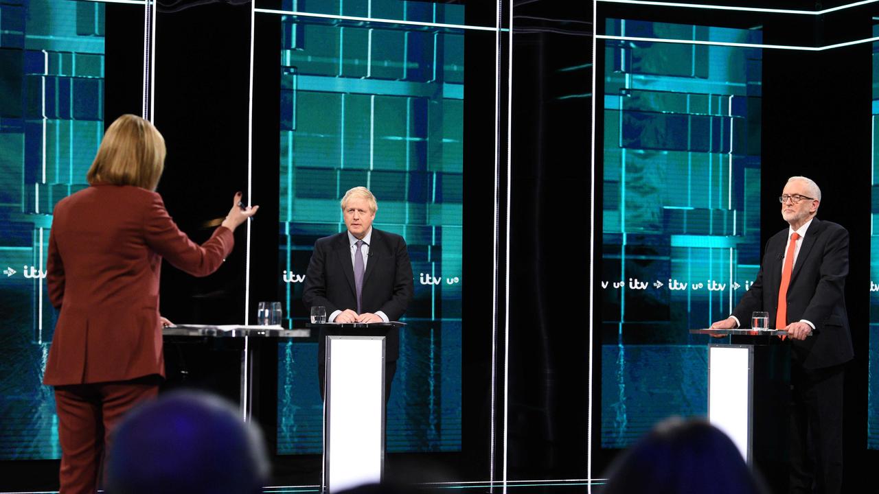 Boris Johnson and Jeremy Corbyn were asked if the monarchy was “fit for purpose” during their first election debate. Picture: Jonathan Hordle/ITV/AFP